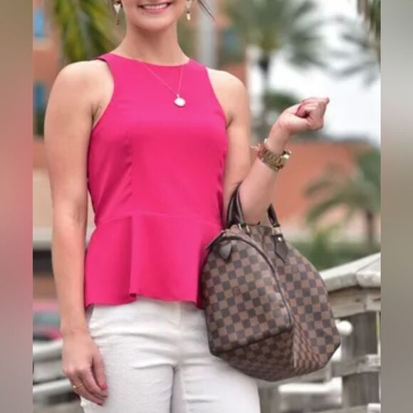 Michael Kors Hot Pink Peplum Blouse - Picture 1 of 16